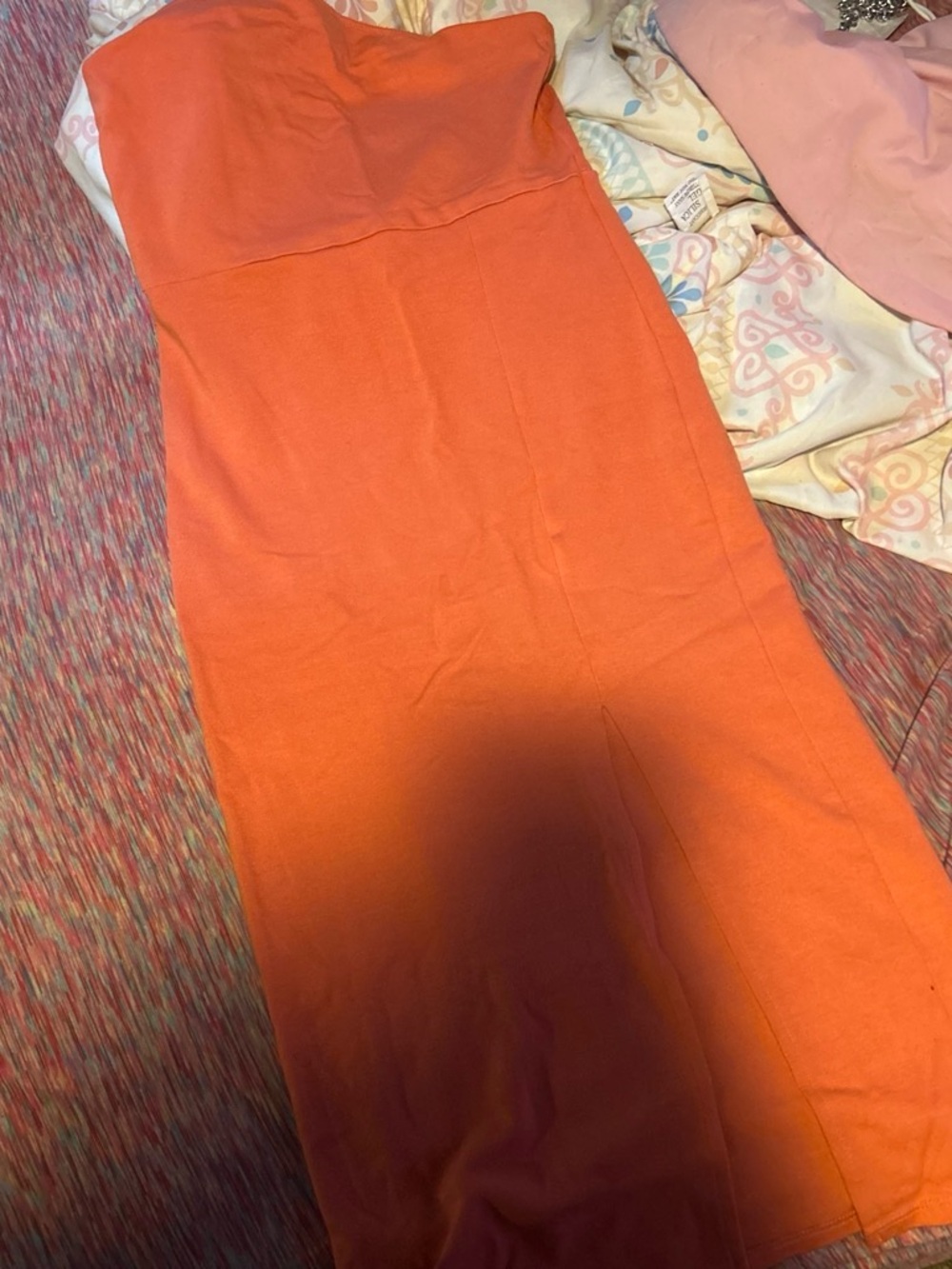 Forever 21 Strapless Orange Midi Dress